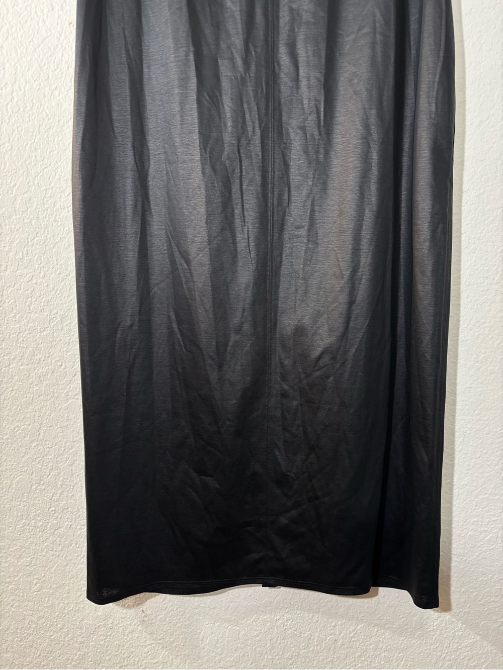 Helmut Lang Glossy Black Sleeveless Midi Dress Faux Leather Look Size Large - Picture 12 of 16